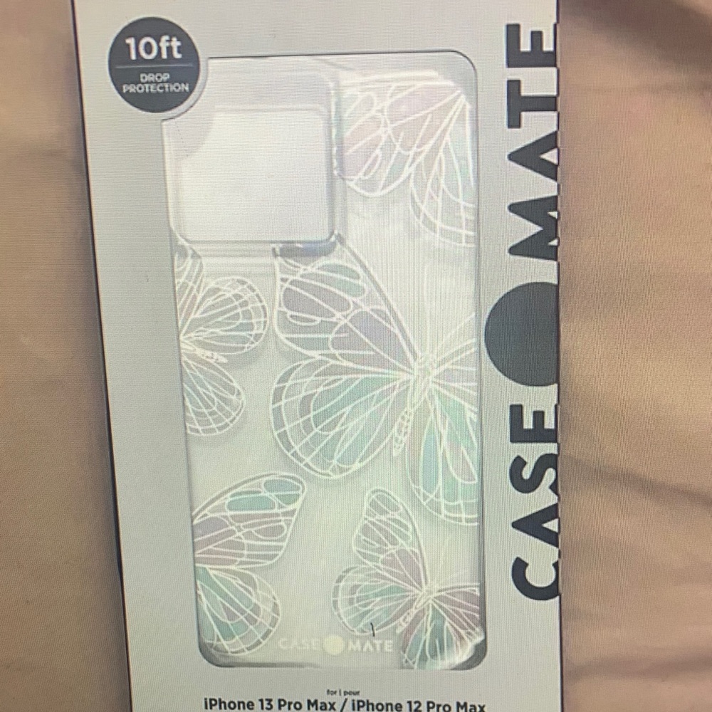 Case-Mate Butterfly Design iPhone 13/12 Pro Max Case - White and Silver